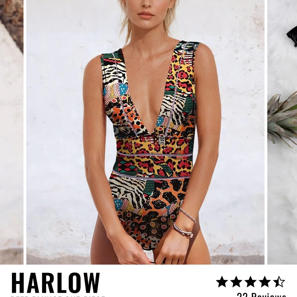 NWT Averie Harlow Deep Plunge Swimsuit XXL